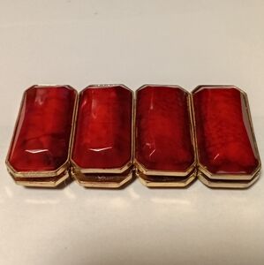 Vintage Stretch Elegant Gold and Red Bracelet With Amber